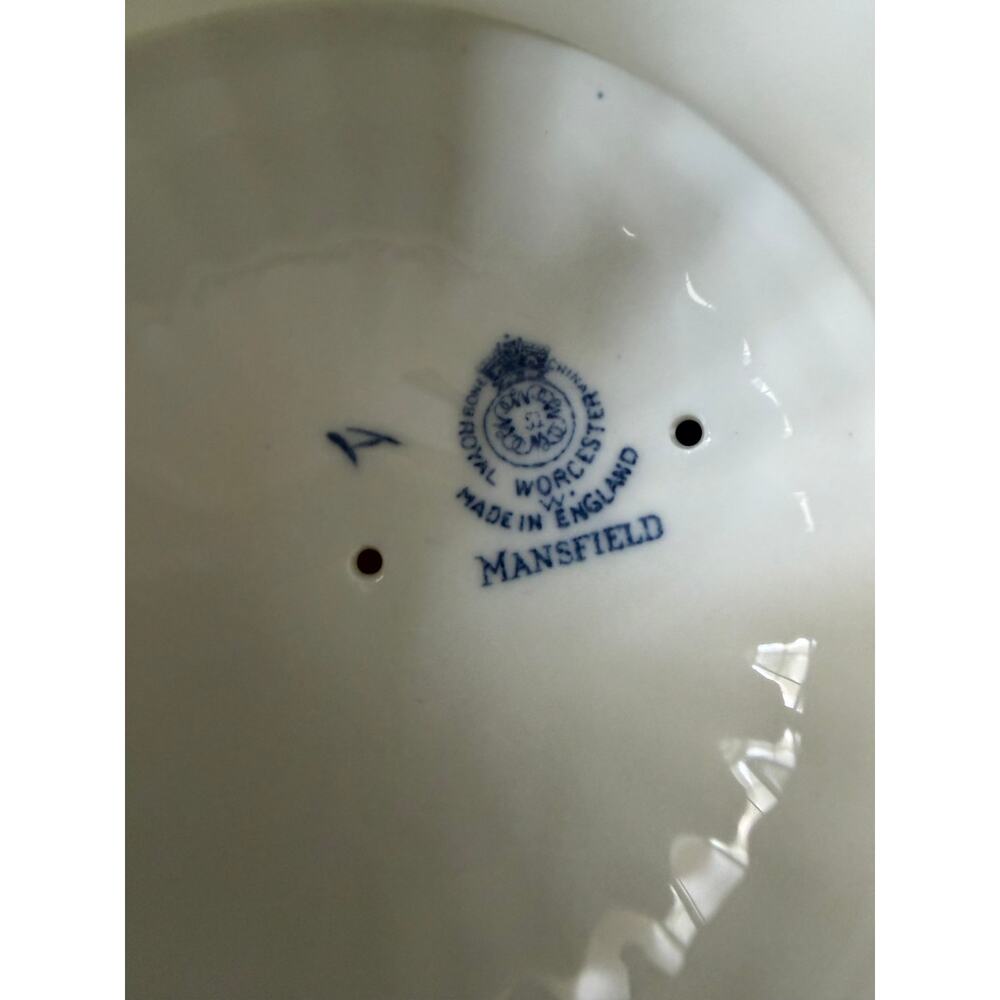 Royal Worcester Mansfield Blue & White Tea Set  Teapot, Creamer & Sugar  England - Picture 8 of 8